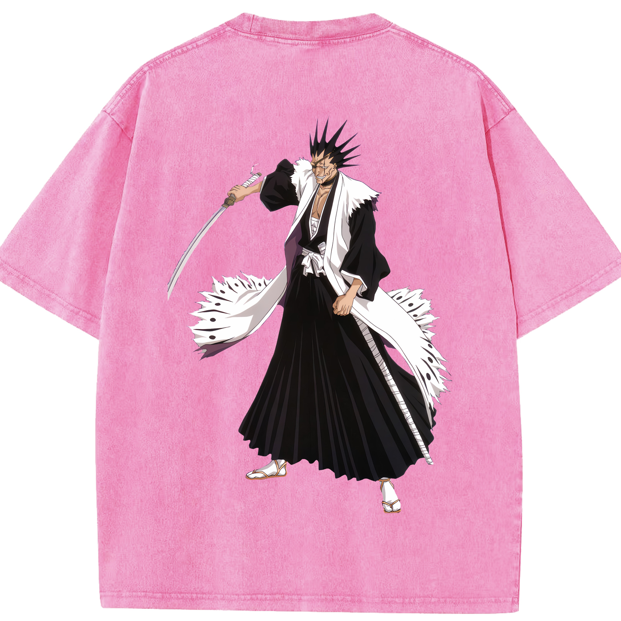 （画像用） ブリーチ ざらき けんぱち BLEACH Zaraki Kenpachi 綿100% ヴィンテージ風 半袖Tシャツ（背面プリント）
